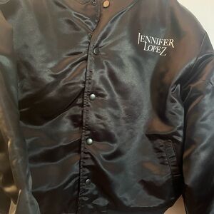 Jennifer Lopez Shiny Black Bomber Jacket